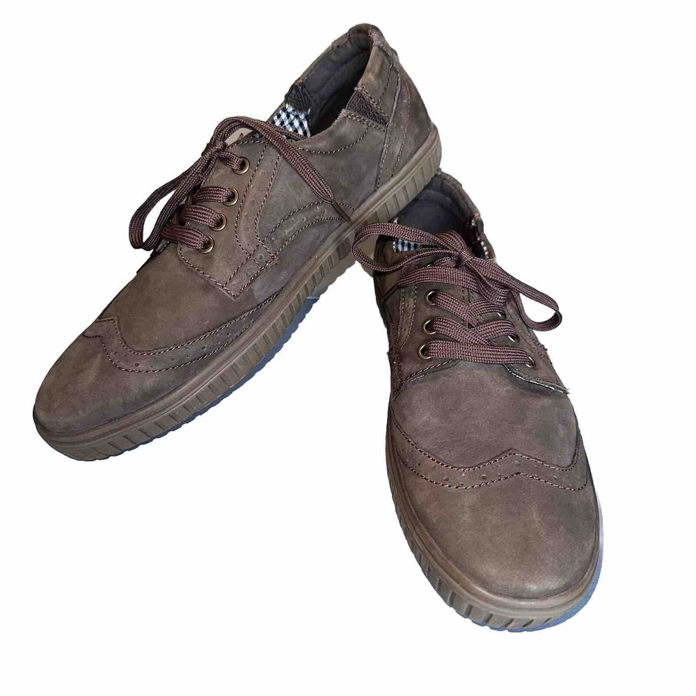 Muk Luks 16393 Parker Men's Wingtip Leather Sneakers, Coffee, Size 10